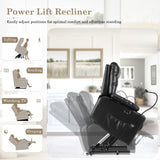 Homdox Power Lift Recliner Chair for Elderly, Electric Lift Chair with Assist Function and Heated Vibration Massage, Heavy Duty Remote Control Reclining Sofa with Phone Holder for Living Room (Black) Homdox