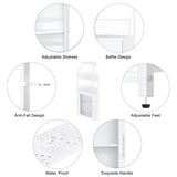 Corner Wine Rack, Bar Cabinet with Glass Holder and Storage Shelves, Baffle Design, Liquor Cabinet with Mesh Door & Adjustable Shelf, Home Bar Furniture for Living Room,Small Space White SLifet