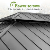 COASTSHADE 12x16 Patio Hardtop Gazebo, Outdoor Gazebo with Spliced Structure for Easy Assembly,Galvanized Steel Metal Double Roof Aluminum Permanent Frame with Netting and Curtains for Backyard Garden CoastShade