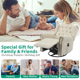 VIVIJASON Power Swivel Rocking Recliner Chair with Massage & Heat, Electric Rocker Nursery Glider Chair, Wingback Tufted Upholstered Recliner W/Type-C & USB Ports for Living Room, Bedroom, Beige VIVIJASON