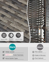 Bezseller 3 Pieces Patio Furniture Set, Outdoor Rattan Bistro Set with Coffee Table, Durable Steel Frame with Strapped Cushions for Garden, Balcony, Poolside, Backyard Bezseller