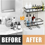 IIQ Over The Toilet Storage,2-Tier Bathroom Organizer Over Toilet with Removable Basket Paper Holder, Above Toilet Storage with Non-Trace Adhesive, No Drilling Toilet Organizer IIQ