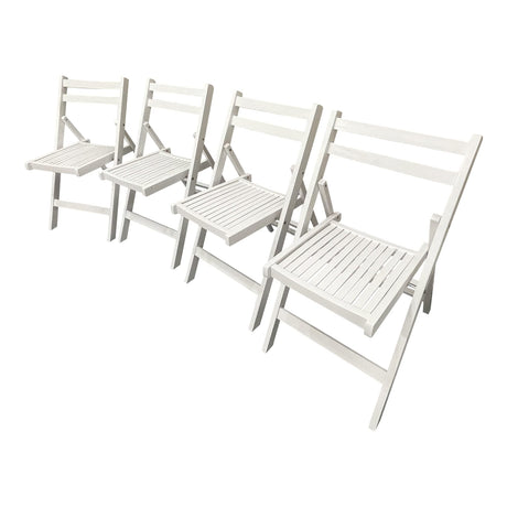 HomVent Set of 4 Slatted Wood Folding Chair, Fully Assembled Folding Chair Set Folding Event Chairs Wedding Chair Wooden Slatted Seat for Dining Room Kitchen Balcony Wedding Occasion Events (White) HomVent