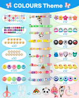 Taybonds DIY Bracelet Making Kit for Kids Age 6+, 1400+ Pcs Jewelry Making Ket with Polymer Clay Charms, Alphabet Beads, Pony, Pearl and Clay Beads, Unicorn Mermaid Panda Charms for Crafting Gifts Taybonds