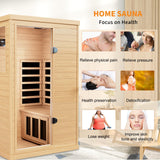 Infrared Wooden Sauna 1 Person Infrared Saunas for Home Dry Sauna for Home, Low Emf Infrared Sauna 1050W Indoor Saunas for The Home, Bluetooth Speakers, Reading Lamps, Room:63 * 28.74 * 36.61Inch KOOZONEGM
