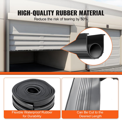 VEVOR Garage Door Seals Bottom Rubber, U Shape +O Ring Garage Door Weather Stripping, Universal Weatherproof Threshold Buffering Sealing Rubber, 5/16 inch T-Ends and 3 3/4 inch Width (20 Ft,  - WoodArtSupply