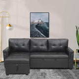 Naomi Home Transform Any Space: Sleeper Sectional Sofa with Convertible Sofa Bed & Inviting Chaise. Find Tranquil Comfort with Stress-Relieving Design & Durable Cushions - Black/Air Leather Naomi Home