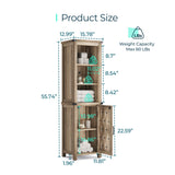 LINSY HOME Bathroom Storage Cabinet, Farmhouse Narrow Storage Cabinet with Door & Adjustable Shelves, Tall Linen Tower for Bathroom, Living Room, Light Brown LINSY HOME