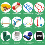 65FT Ninja Warrior Obstacle Course for Kids with 12 Obstacle Course Accessories-Swings, Monkey Bars, Arm Trainers and More, Suitable for Boys and Girls Over 3 Years Old-440 lbs Weight Capacit GCCSJ