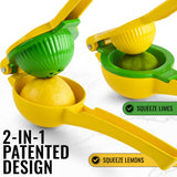 Zulay Kitchen Metal 2-in-1 Lemon Squeezer - Sturdy Max Extraction Hand Juicer Lemon Squeezer Gets Every Last Drop - Easy to Clean Manual Citrus Juicer - Easy-Use Lemon Juicer Squeezer - Yellow/Green Zulay Kitchen