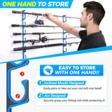 PLUSINNO H5 Horizontal Fishing Rod/Pole Holders for Garage, Wall or Ceiling Mounted Fishing Rod Rack, Aviation Aluminum Fishing Pole Holder Holds up to 10 Rod or Combos or Nets Storage Racks PLUSINNO