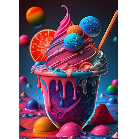 RICUVED Diamond Art Kits for Adults, Colorful Diamond Art Kits Full Round Drill Diamond Art, Ice Cream Diamond Gem Dots Art and Crafts for Gift Home Wall Decor 12x16Inch RICUVED