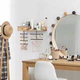 VINAEMO Jewelry Organizer Hanging Wall Mounted Jewelry Holder with Rustic Wood Drawer & Large Capacity Storage Shelf Rack Display for Earrings Rings Necklaces Bracelet VINAEMO