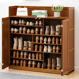 sasygfi Bamboo Shoe Storage Cabinet with Doors, 7 Tier Freestanding Shoes Heels Sneakers Shoe Rack Shelf for 36-40 Pairs, Entryway Shoe Cabinet with Drawers for Hallway Living Room sasygfi