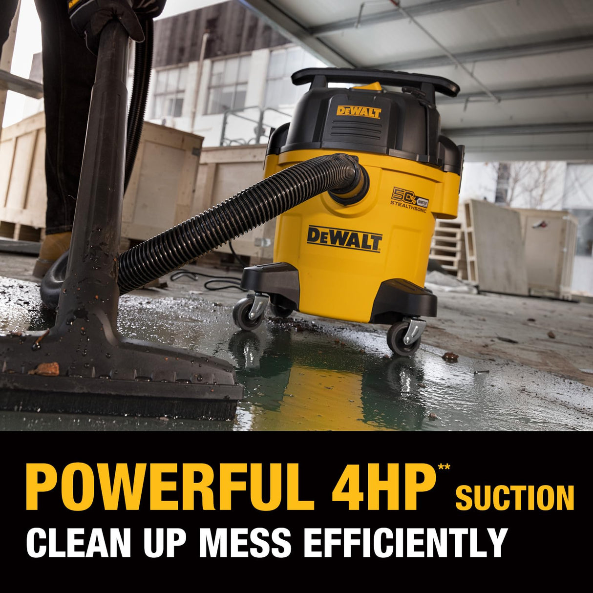 DEWALT Stealthsonic Shop Vacuum Wet and Dry, 5 Gal 4 HP Ultra-Quiet Vacuum Cleaner with Complete Accessory Kit and 6 Bonus Dust Bages - Ideal for Home, Jobsite, Workshop, Garage, Car DXV05P-QTA DEWALT