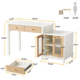 Tribesigns Office Desk with Storage, Reversible Computer Desk with Drawers and Printer Space, Modern Study Writing Table Workstation for Home Office, Bedroom (White + Light Walnut) Tribesigns