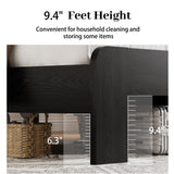 PAUKIN King Size Wooden Bed Frame with Headboard, Rustic Farmhouse Wooden Bedframe with LED Lights and Charging Station, Easy Assembly, No Box Spring Needed (Black, King) PAUKIN