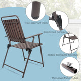 3 Pieces Patio Bistro Set Folding Small Table Chairs Set for 2 Outdoor Bistro Furniture Sets with Glass Coffee Table for Lawn Backyard Balcony Poolside CHINNLUU