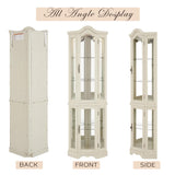 CKEASEAN Corner Curio Cabinet, 70.5" H Lighted Glass Display Case with 5 Adjustable Tempered Glass Shelves, Light Bulb Included, Wine Cabinet Rack for Bar and Liquor Storage (White) CKEASEAN