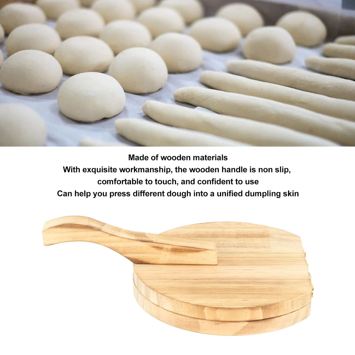 Dough Pressing Tool, Wood Corn Tortilla Press Tool, Dumpling Skin Making Mold with Nonslip Handle, Multifunction Dough Presser Empanada Maker for Homemade Tortillera, Roti, Chapati, Taco TITA-DONG