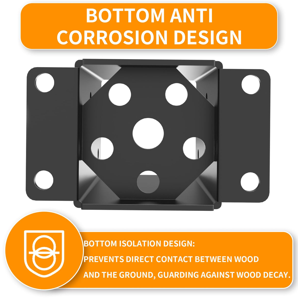 AOSTD 4x4 Post Base-13 Gauge Thick Solid Steel,Inner Size 3.5x3.5 Inch Wood Fence Post Brackets-Rust-Proof Black Powder-Coated Railing Post Brackets for Support Deck, Pergola(4 Pcs) AOSTD