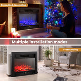 GLACER 28.5'' Electric Fireplace Insert, Recessed & Freestanding with Adjustable Flame Color Timer, Indoor Heater w/Remote Control (750W/1500W) Black… GLACER