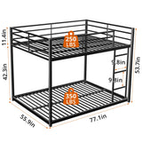 INCLAKE Full Over Full Bunk Bed, Heavy Duty Metal Bunk Bed Frame with Built-in Ladder and Safety Guard Rail, Low Bunk Bed for Teens Adults, Noisy Free & No Box Spring Needed, Black INCLAKE
