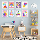 Lonfliness 8PCS Poke-in Craft and Art Kit for Kid Unicorn Theme No-Mess Fabric Sewing Art Girls Boys 4-12 Puzzle Puncture Painting DIY Pastel Rainbow Toy Gift for Creative Activity Game Birthday Party Lonfliness