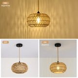 Farmhouse LED Rattan Pendant Lights, Boho Chandelier Light Fixture, Rustic Wicker Hand Woven Rope Cage Basket Pendant Hanging for Dining Room Living Room Kitchen Bedroom Nursery Foyer Hallway Entryway Stepeak