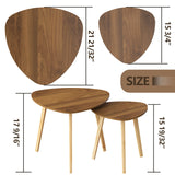 BAMEOS Bamboo Nesting Triangle End Table,Set of 2 Coffee Table Modern Minimalist Side Table for Living Room (Walunt) BAMEOS