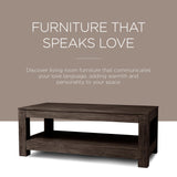 Maven Lane Paulo Large 2 Tier Rustic Rectangle Wooden Center Coffee Table with Shelf Storage for Living Room in Weathered Brown Finish Maven Lane