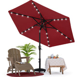 MASTERCANOPY Patio Umbrella with 32 Solar LED Lights for Outdoor Market Table -8 Ribs(7.5ft,Burgundy) MASTERCANOPY