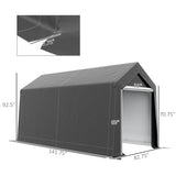 Outsunny 7' x 12' Garden Storage Tent, Heavy Duty Outdoor Shed, Waterproof Portable Shed Storage Shelter with Ventilation Window and Large Door for Bike, Motorcycle, Garden Tools, Gray Outsunny