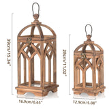 Staymoment Farmhouse Lanterns Decorative Indoor: 11" & 15" Set of 2 Brown Wooden Candle Holder Lanterns for Table Centerpiece Fireplace Mantle Home Decor Staymoment