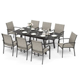 HERA'S HOUSE Extendable Patio Table and Chairs Set for 8, 9 Pieces Outdoor Dining Sets, 61"-84" Rectangular Metal Table with Chairs for Deck Lawn Garden Porch HERA'S HOUSE