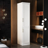 FAMAPY 2 Door Wardrobe Tall and Narrow Armoire Wardrobe with Hanging Rod, Gold Metal Handles, Closet for for Bedroom White (15.7”W x 19.3”D x 74.9”H) FAMAPY