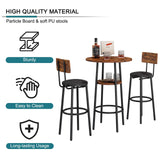 Industrial 3-Piece Bar Table Set with Stools - 2-Tier Round Pub Bistro Dining for Small Spaces CALABASH