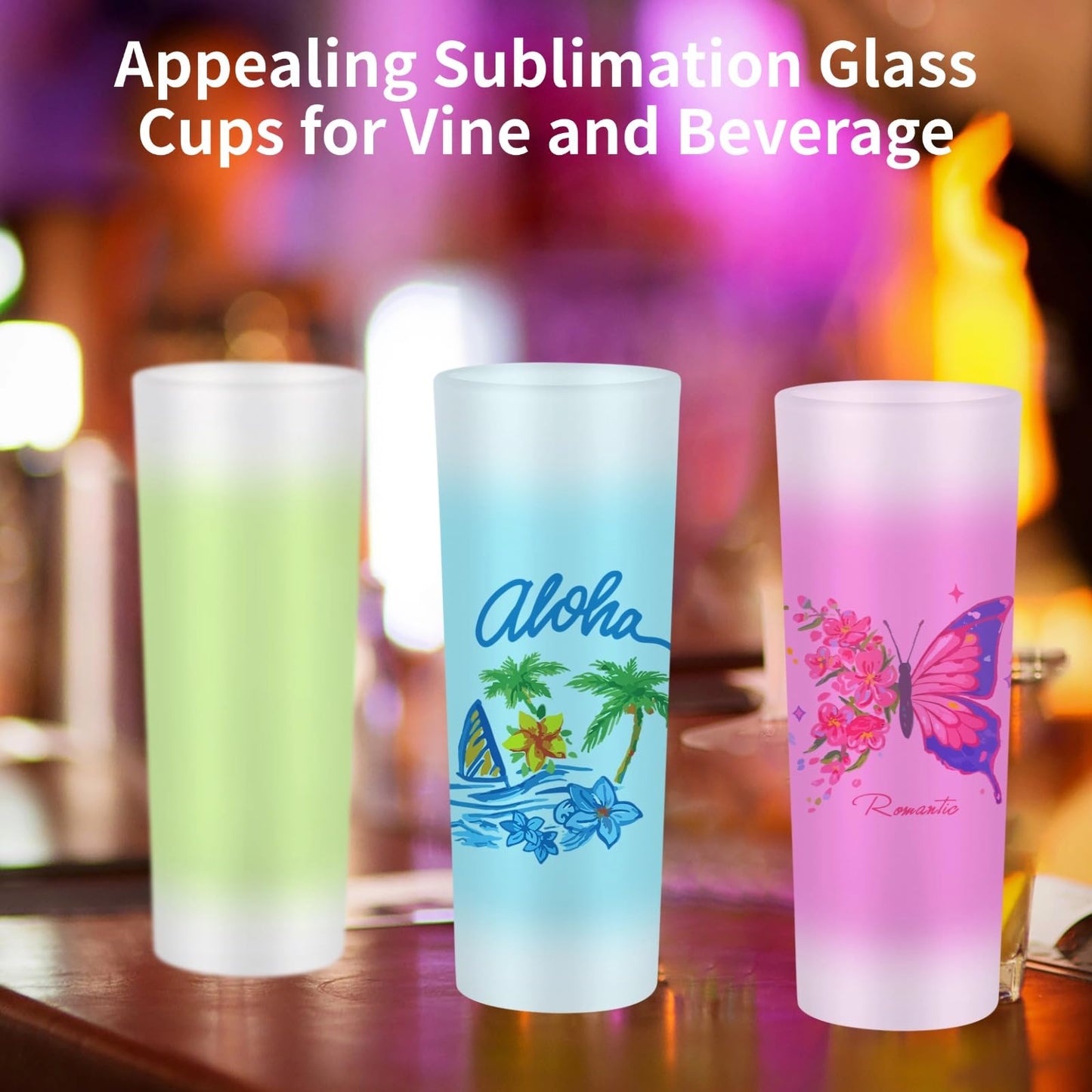 Tideme 3 oz Sublimation Shot Glass Blanks - 12 PCS Sublimation Frosted Shot Glasses,Personalized Sublimation Glass Cups with Heavy Base, Sublimation Wine Tumbler for Whiskey,Tequila,Vodka