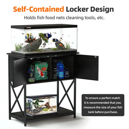 20-29 Gallon Aquarium Stand, Metal Stand Fish Tank Rack with Accessories Storage Cabinet for Aquarium Reptile/Turtle/Fish Terrariums Table 16.5 x 30.7 x 31.8 Inches 330 LBS (Black)