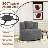 SGHATAJ Modern Swivel Accent Chair, 360-Degree Round Swivel Barrel Chair with Removable Pillow, Upholstered Boucle Accent Chairs for Living Room,Bedroom,Coffee Bar (Elegant Grey) SGHATAJ