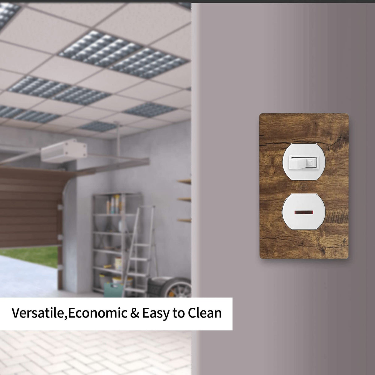 Rustic Wood Print Outlet Covers Wall Plate Single Duplex Receptacle Cover Electrical Outlet Plate Brown Farmhouse Decorative Switch Plate，4.50 x 2.76 Inch YWTZWT