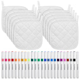 Newtay 36 Pcs Christmas Pot Holders Craft Project Set Including 12 White Pot Holders and Oven Mitts with 24 Makers for Kitchen Heat Resistant Cooking and Baking DIY Activities Newtay