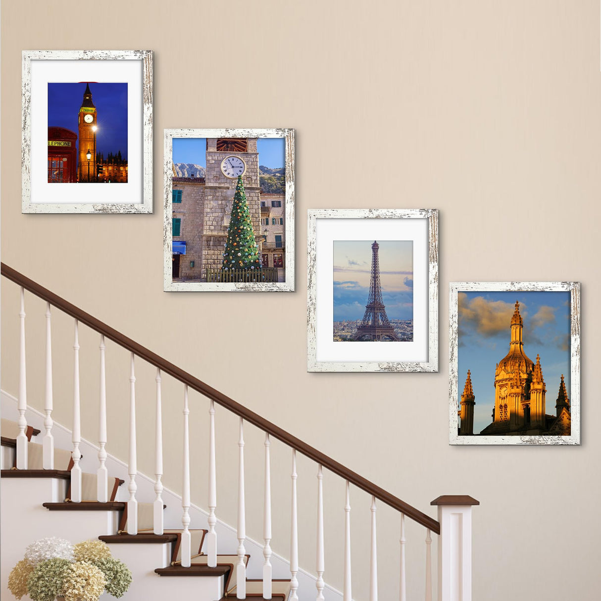 SESEAT 11x14 Picture Frame Distressed White, Display Pictures 8x10 with Mat or 11x14 without Mat,Photo Frames Wall Gallery, 1 Pack SESEAT