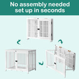 UMXES Heavy Duty Dog Crate Furniture, Fully Assembled exc. Locks, All Metal Frame & Wooden Tabletop, Modern Kennel for Small Dog, End Table, Sturdy, Foldable, White UMXES