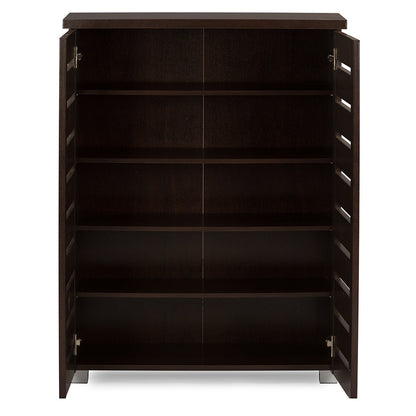 Wholesale Interiors Baxton Studio Adalwin Modern and Contemporary 2-Door Dark Brown Wooden Entryway Shoes Storage Cabinet, SC863522-Wenge