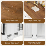 41 inch Dog Crate Furniture, Farmhouse Dog Kennel Indoor with Divider & Shelf Storage, Wooden Indoor Dog Crate for 2 Dogs, Decorative Pet Crate End Table for Large Dogs, White REVOMINCA