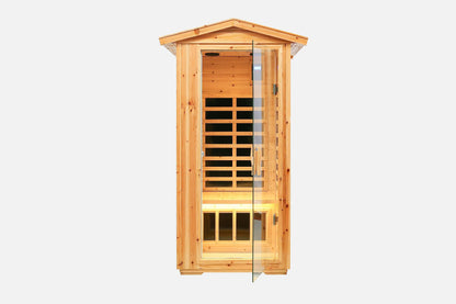 HFYee Infrared Sauna Home Sauna Box 1 Person Infrared Sauna Dry Sauna Indoor Sauna Single Person Sauna for Home Old Fir Outdoor Sauna Room, Natural - WoodArtSupply