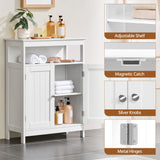 Yaheetech Bathroom Floor Storage Cabinet, Wooden Free Standing Storage Organizer with 2 Doors & Adjustable Shelves, for Living Room Hallway, White Yaheetech