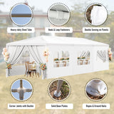 White Party Tent 10x30 Outdoor Canopy Tent with 8 Removable Sidewalls Heavy Duty Wedding Events Tents for Parties Waterproof Patio Gazebo Shelter for Birthday Graduation Backyard DOINUO