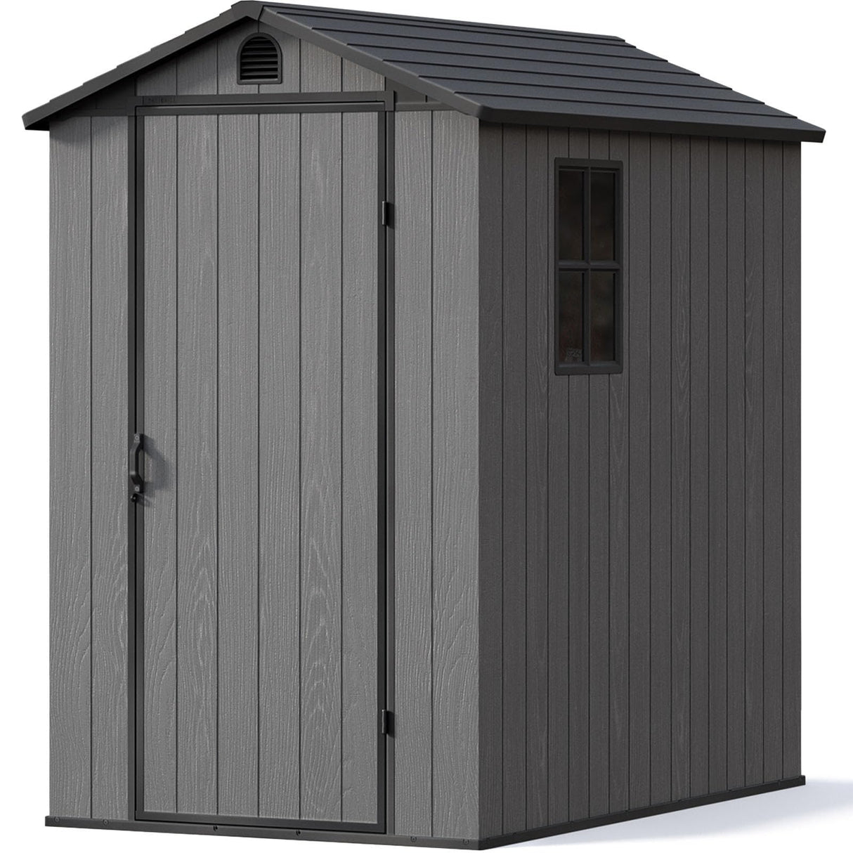 Patiowell 4' x 6' Outdoor Storage Shed with Floor, Plastic Shed Outside Resin Tool Shed with Window and Lockable Door for Backyard Garden Patio Lawn, Dark Grey (Fit-it Shed) Patiowell